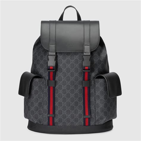 black and red gucci backpack|Gucci black canvas backpack.